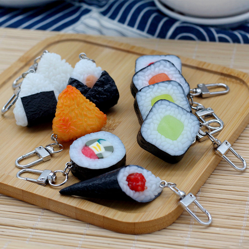 Food Zinc - 模擬食品ペンダント PVC 海藻パンおにぎりモデルキーホルダー車のキーチェーンペンダントキーホルダークリエイティブ装飾ギフト