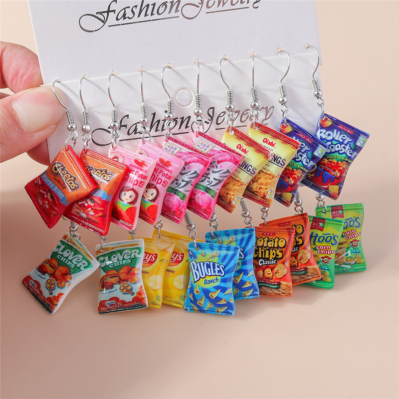 Zinc Food Snacks - Aihua 新ファッション女性イヤリングかわいい樹脂食品スナックポテトチップスイヤリング手作りパーティージュエリーギフト