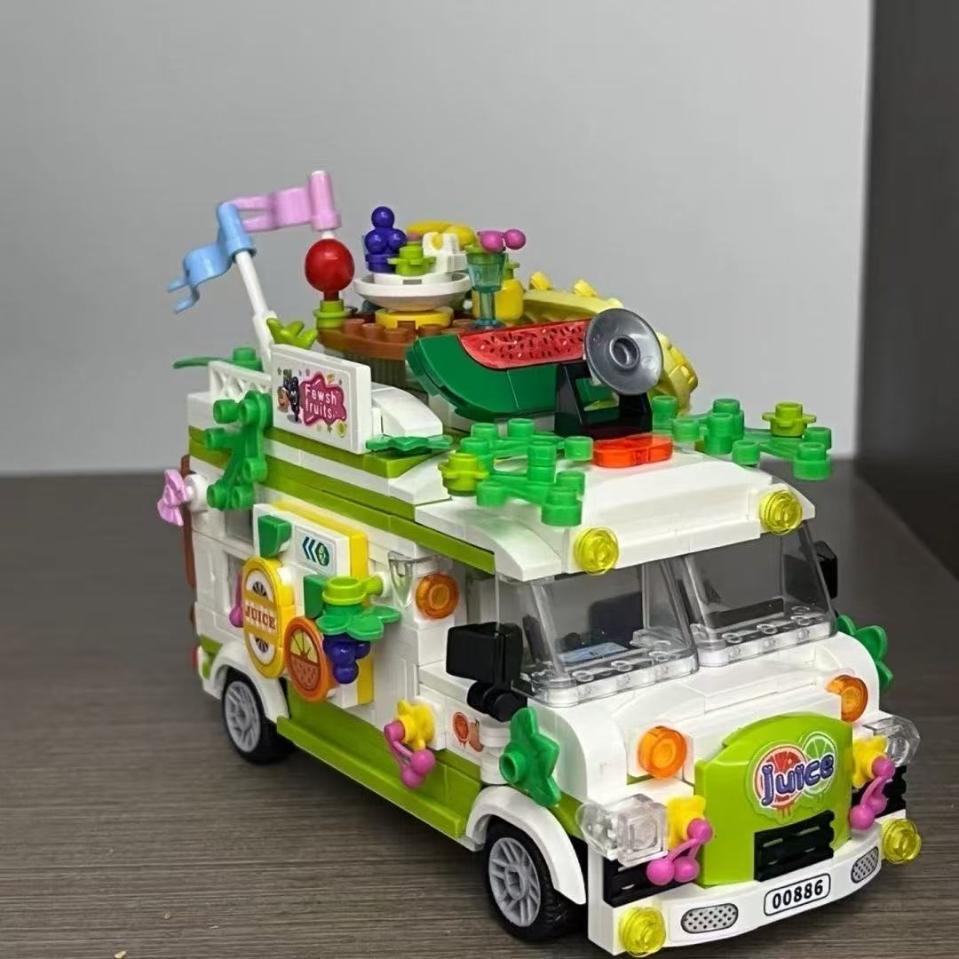Food City Snacks - シティフレンズアイスクリームトラックストリートビューダイニングカーミニビルディングブロック食品スナックショップモデルレンガのおもちゃ子供女の子