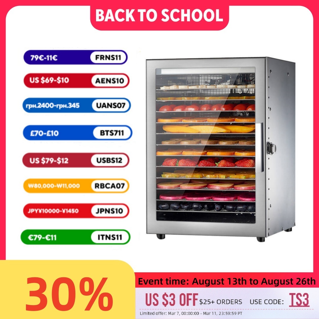 Food Dehydrator Snacks - 220V 110V ドライフルーツマシン食品脱水乾燥機フルーツ乾燥機商業ステンレス鋼食品乾燥機乾燥野菜ペットスナック