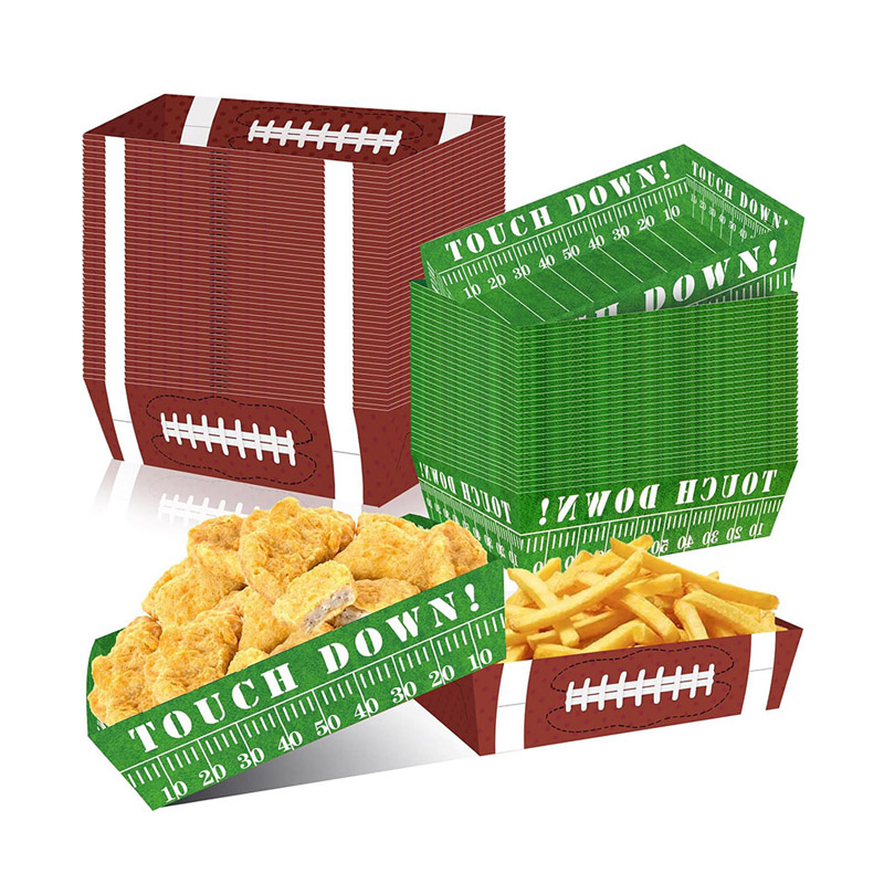 Food Snacks For Kids Party - 120 個フライドポテトスナック食品包装箱ラグビーフットボールポップコーンボックス少年誕生日スポーツパーティーの装飾子供の好意