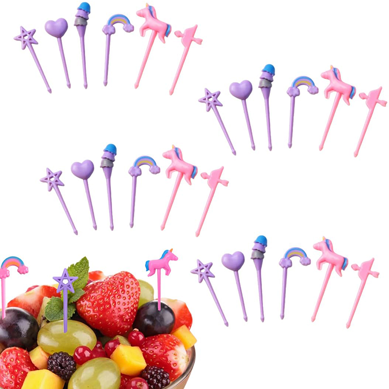 Food Snacks For Kids Party - フルーツフォーク子供用プラスチックミニフードピック弁当箱アクセサリー再利用可能なデザートケーキつまようじパーティースナック串