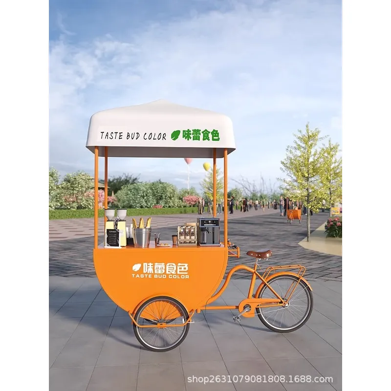 Food Truck With Snacks - 屋外モバイルフードカート、コーヒー、ミルクティー、レモネード、もち米団子、ソーセージなどの販売に最適な屋台、バザール、ベンダートロリー