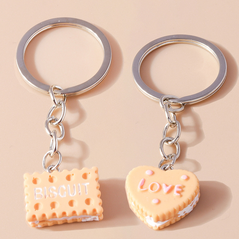 Food Zinc - 男性と女性のためのかわいい漫画のキーホルダー、3Dシミュレーション食品、ドーナツクッキー、チョコレート、クッキー、キーリング、ハンドバッグペンダント、DIYジュエリーギフト