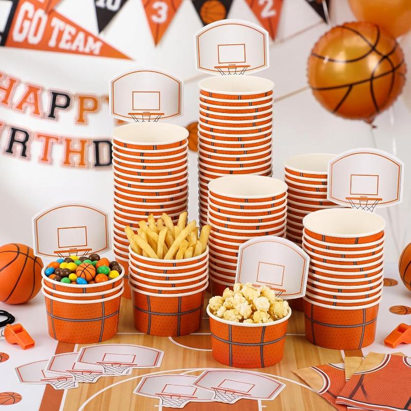 6個入りバスケットボール型スナックボウル、食品安全な使い捨て - Food Snacks For Kids Party のレビューと価格