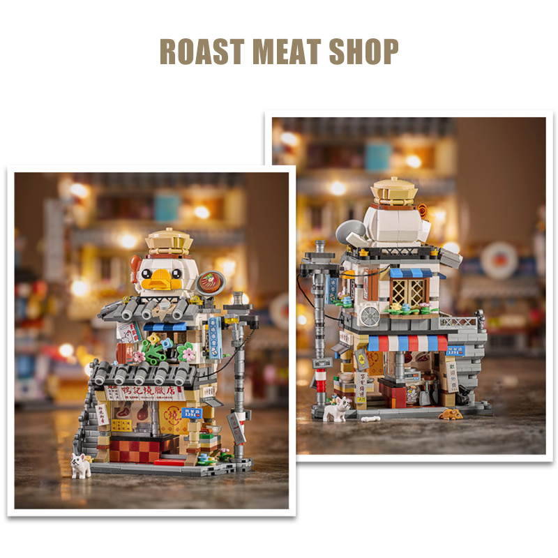 香港風レトロフードコート街並みビルディングブロック、クリエイ - Food City Snacks のレビューと価格