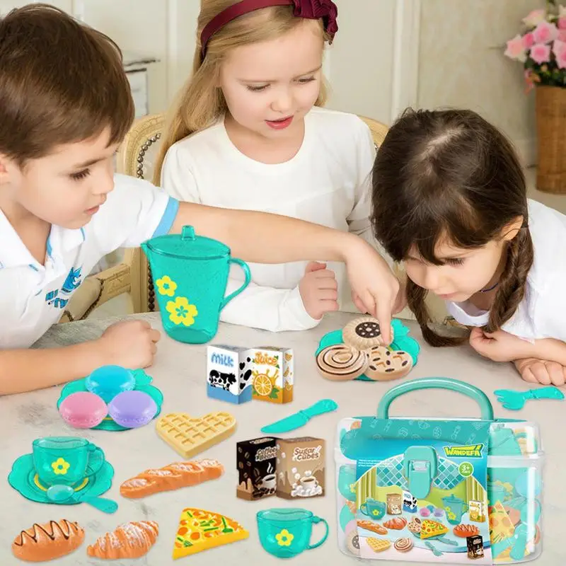 女の子向けおもちゃティーセット、ティーパーティーセット、子供 - Food Snacks For Kids Party のレビューと価格