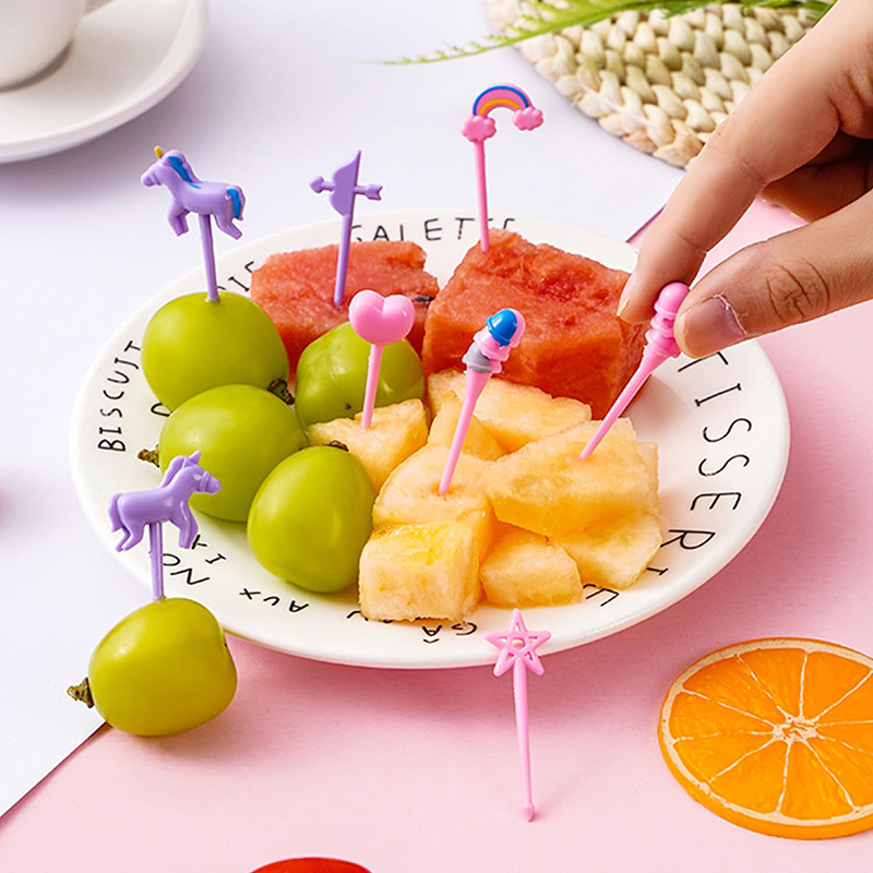 フルーツフォーク子供用プラスチックミニフードピック弁当箱アク - Food Snacks For Kids Party のレビューと価格