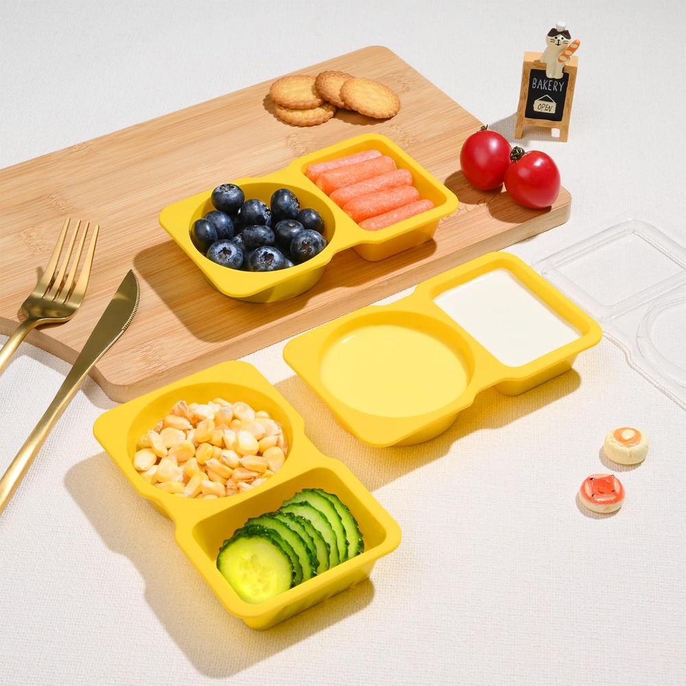 2つのコンパートメントに分かれた使い捨てプラスチック製スナッ - Food Snacks For Kids Party のレビューと価格